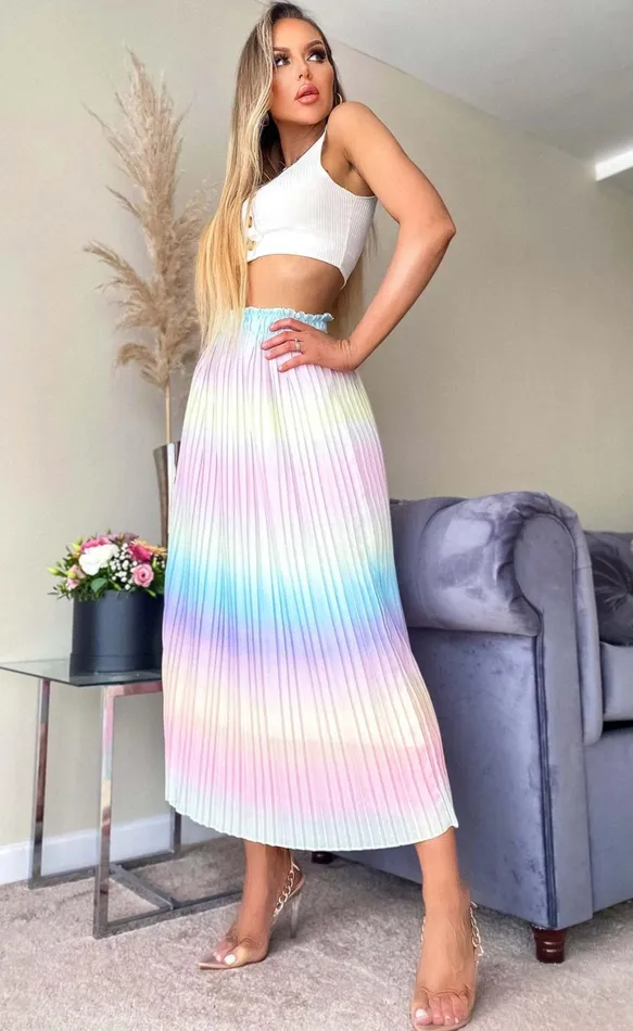 Dainton Pleated Ombre Midi Skirt Women Missfiga SkirtsShorts
