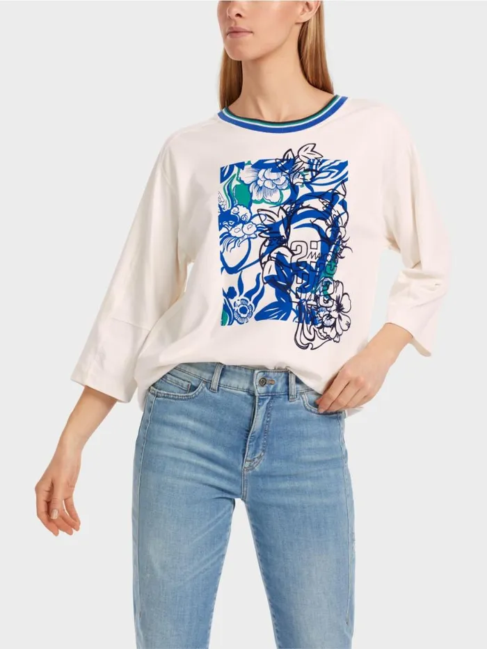 Damen Marc Cain Shirts and Tops Bedrucktes TShirt Rethink Together Almond Blossom