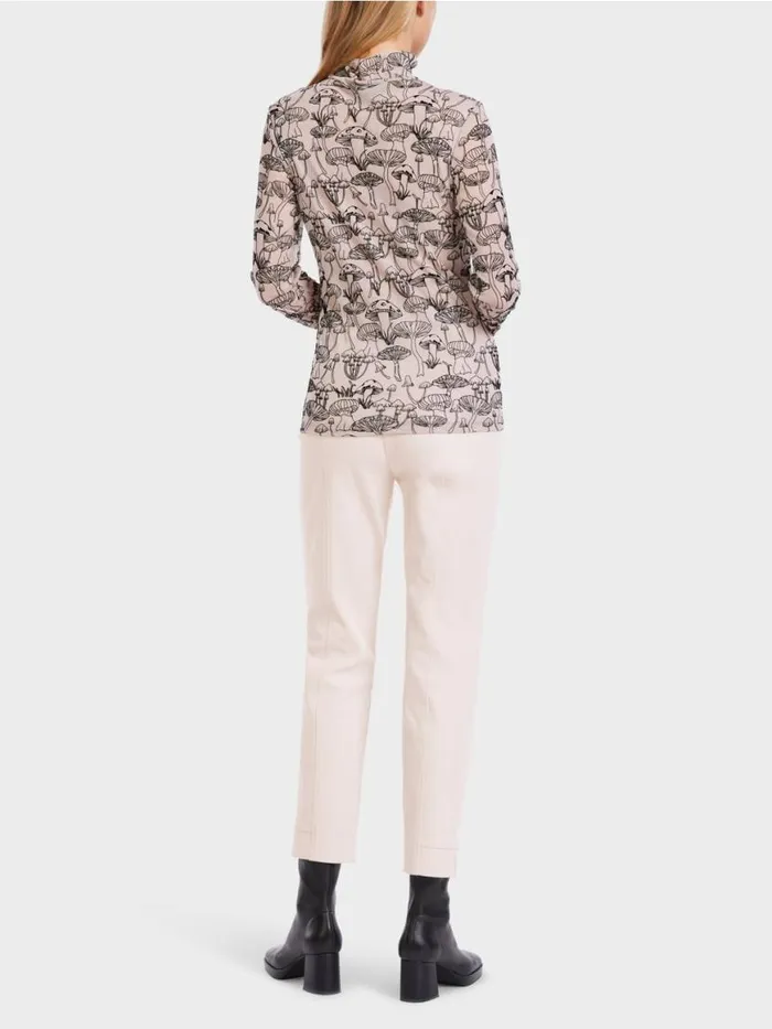 Damen Marc Cain Shirts and Tops Hochgeschlossenes Longsleeve 8211 Bedruckt Soft Blossom