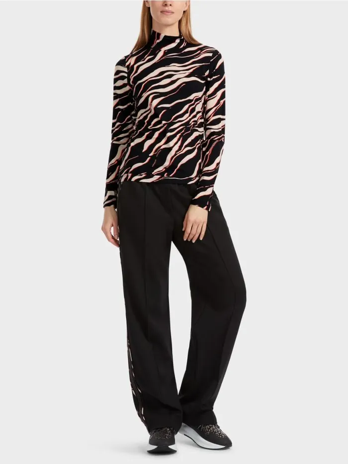 Damen Marc Cain Shirts and Tops LangarmShirt Mit LeoPrint Campari