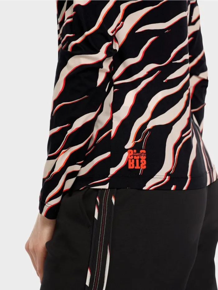Damen Marc Cain Shirts and Tops LangarmShirt Mit LeoPrint Campari