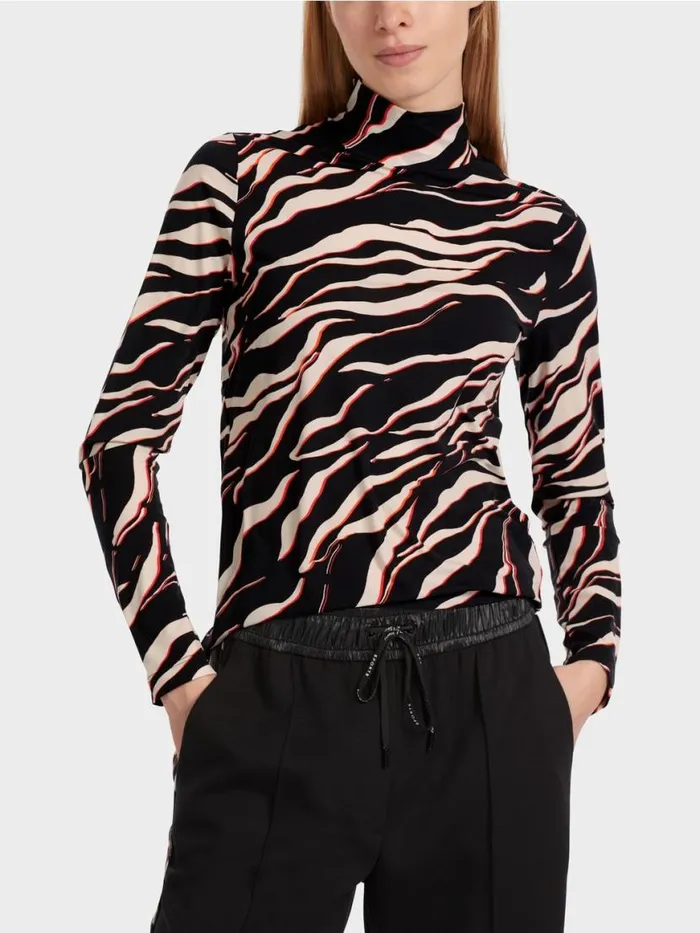 Damen Marc Cain Shirts and Tops LangarmShirt Mit LeoPrint Campari