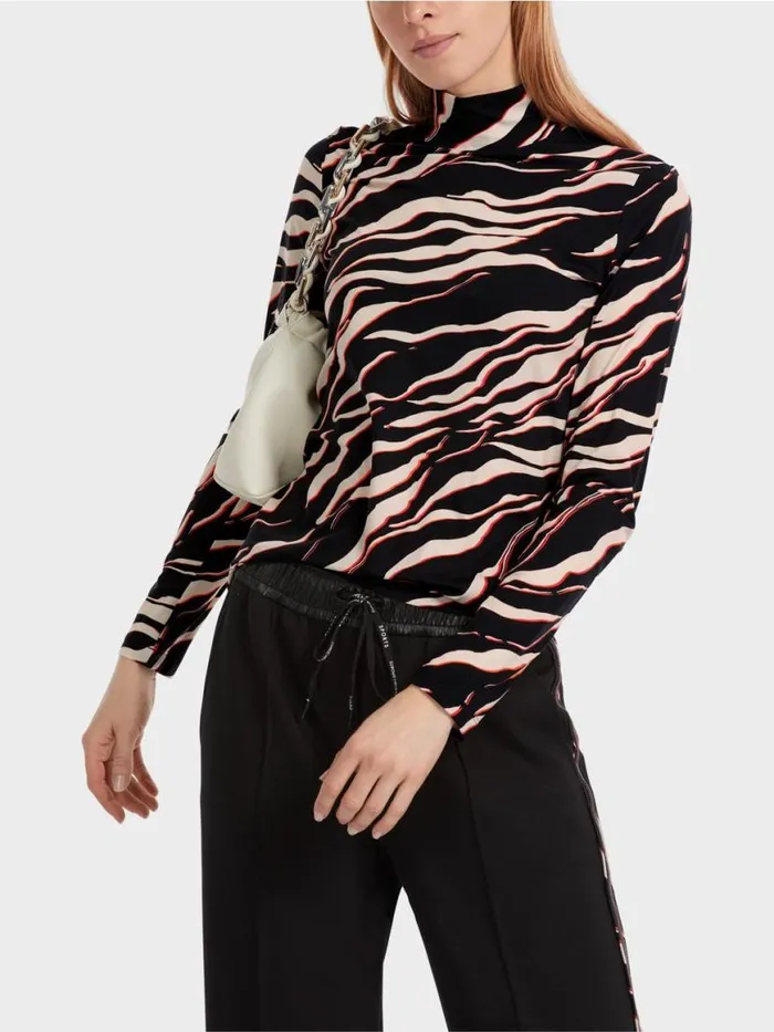 Damen Marc Cain Shirts and Tops LangarmShirt Mit LeoPrint Campari