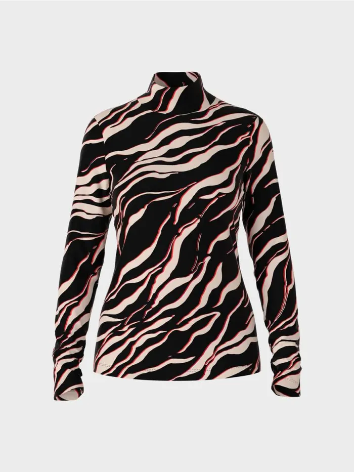 Damen Marc Cain Shirts and Tops LangarmShirt Mit LeoPrint Campari