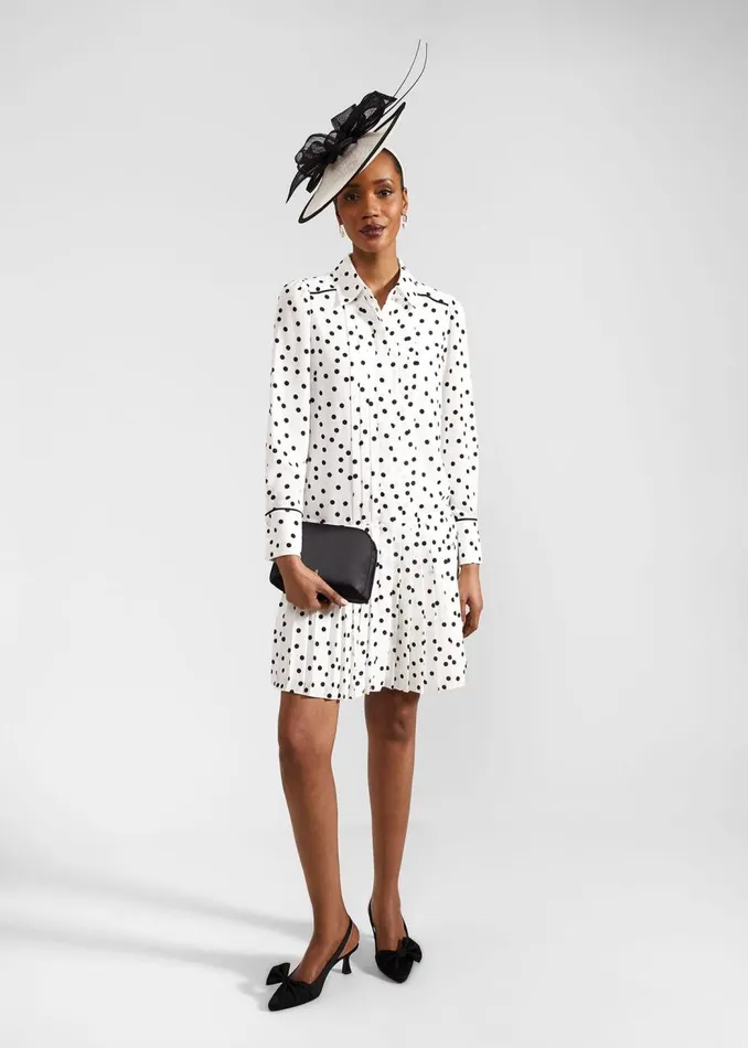 Dresses and Jumpsuits Women HOBBS Francesca Spot Pleated Dress Ivory Black