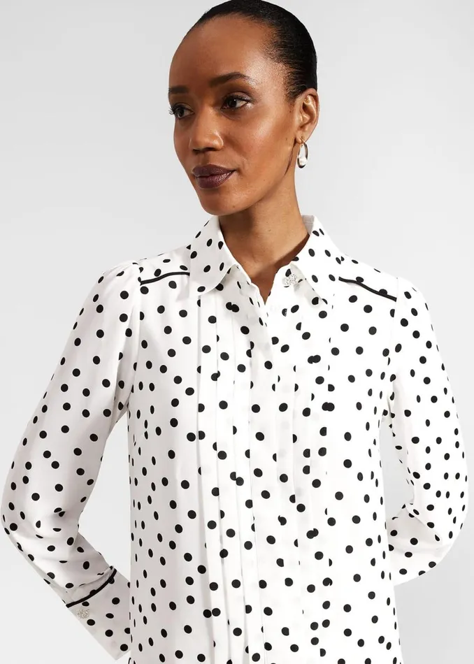Dresses and Jumpsuits Women HOBBS Francesca Spot Pleated Dress Ivory Black