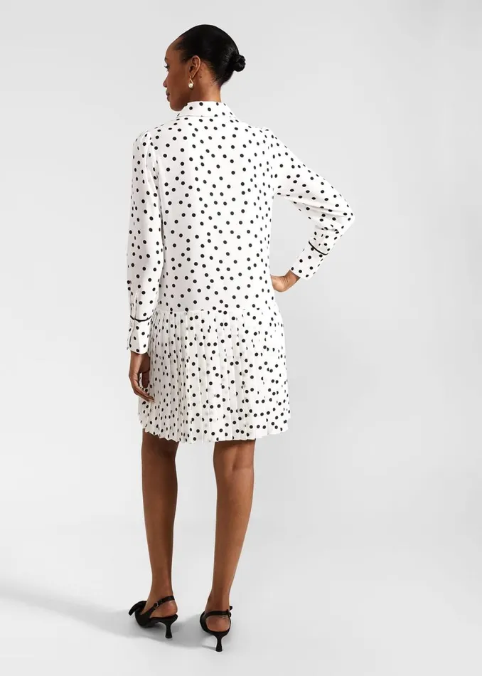 Dresses and Jumpsuits Women HOBBS Francesca Spot Pleated Dress Ivory Black