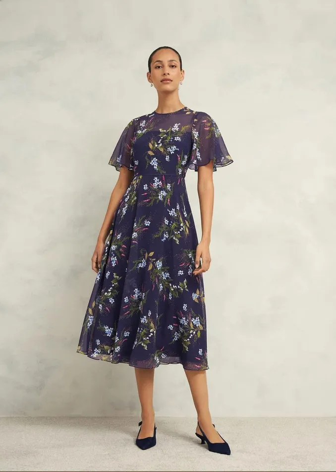 Dresses and Jumpsuits Women HOBBS Petite Callie Midi Dress Navy Multi