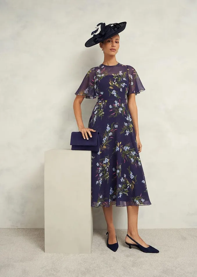 Dresses and Jumpsuits Women HOBBS Petite Callie Midi Dress Navy Multi