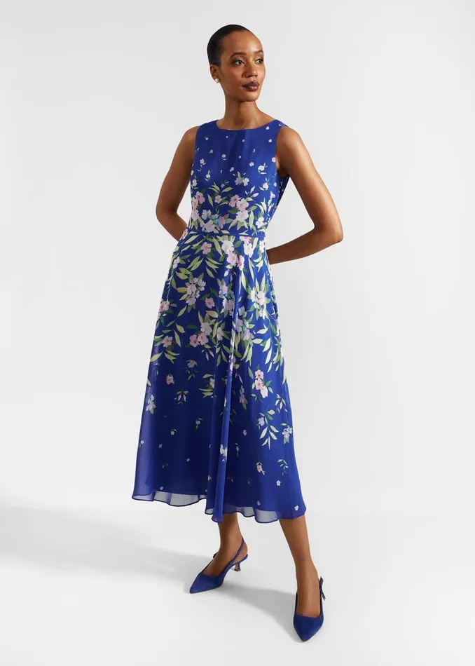 Dresses and Jumpsuits Women HOBBS Petite Carly Floral Midi Dress Blue Multi