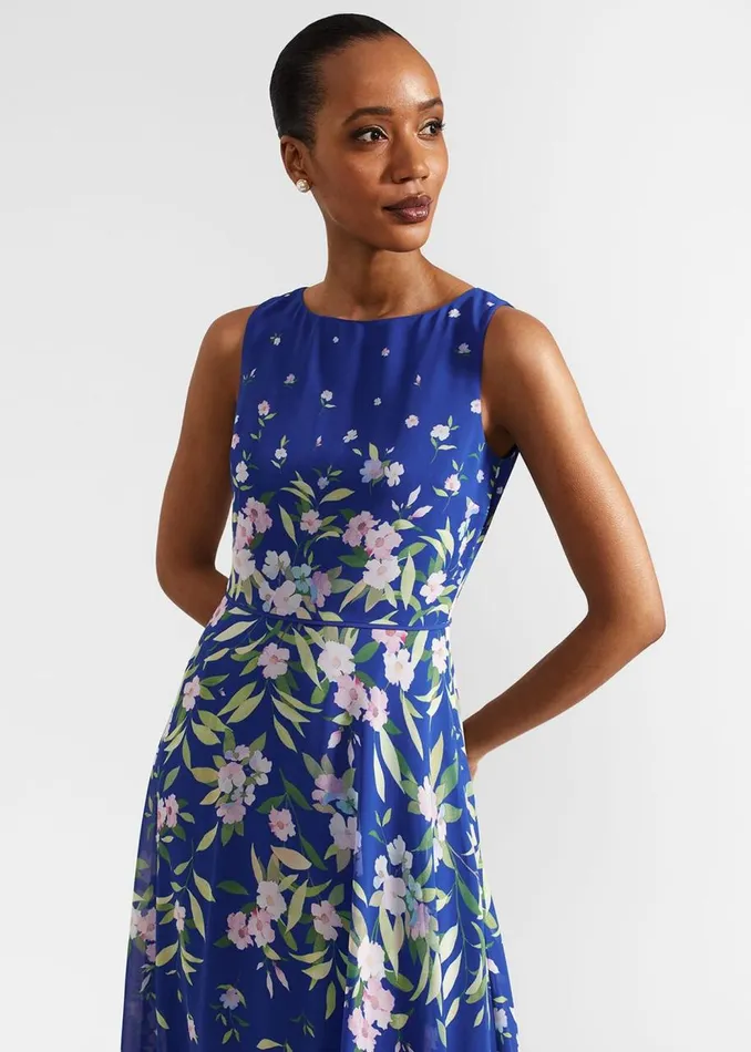 Dresses and Jumpsuits Women HOBBS Petite Carly Floral Midi Dress Blue Multi