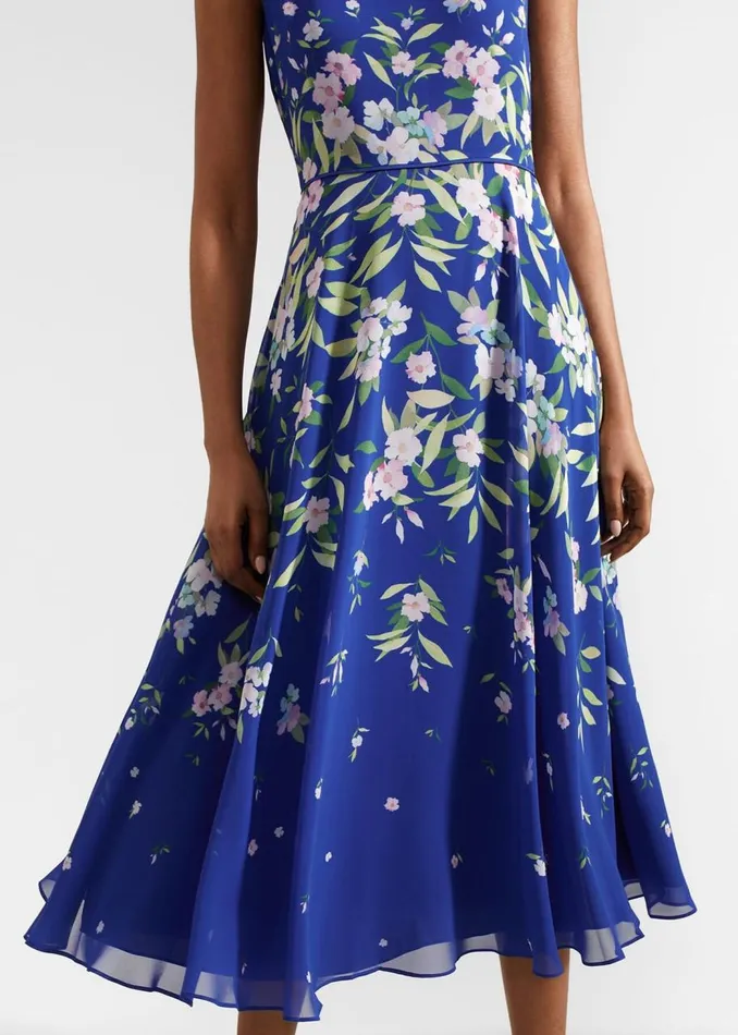 Dresses and Jumpsuits Women HOBBS Petite Carly Floral Midi Dress Blue Multi