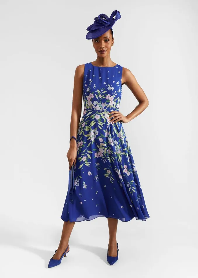 Dresses and Jumpsuits Women HOBBS Petite Carly Floral Midi Dress Blue Multi