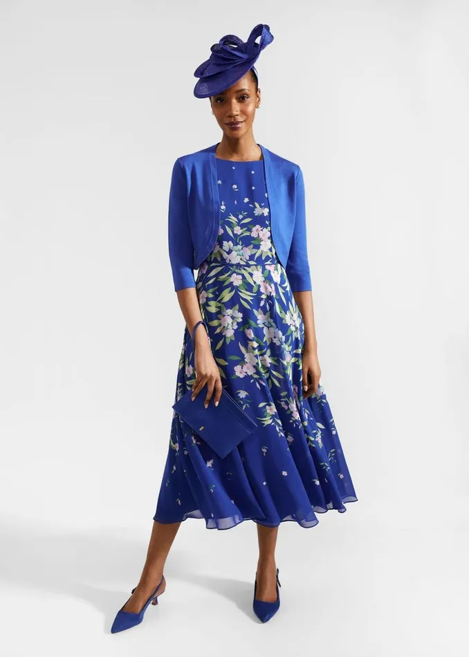 Dresses and Jumpsuits Women HOBBS Petite Carly Floral Midi Dress Blue Multi