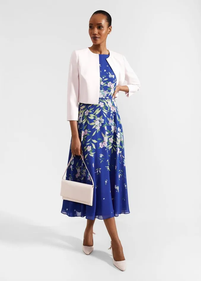 Dresses and Jumpsuits Women HOBBS Petite Carly Floral Midi Dress Blue Multi