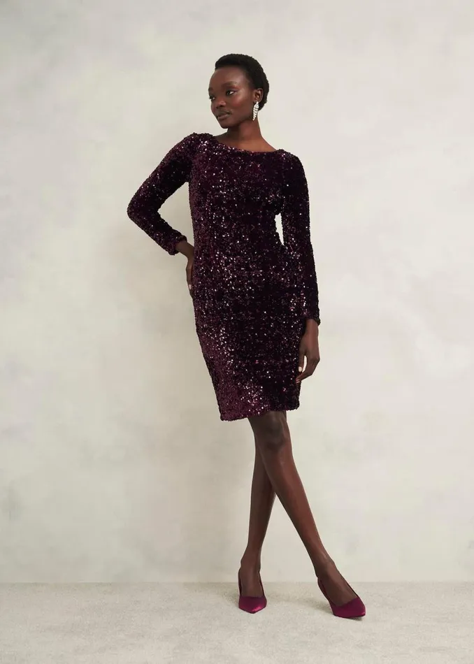 Dresses and Jumpsuits Women HOBBS Sawyer Sequin Dress Warm Plum