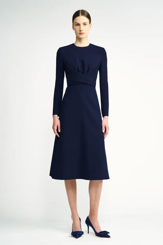 Dresses Elta Midnight Blue WrapEffect Double Crepe Dress Emilia Wickstead Women