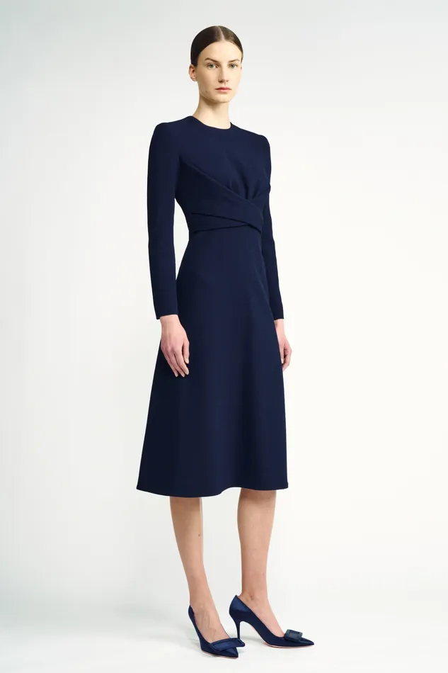 Dresses Elta Midnight Blue WrapEffect Double Crepe Dress Emilia Wickstead Women