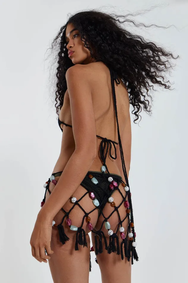 Dresses Jaded London Women Shop Dusk Macrame Mini Dress with Beaded Trim