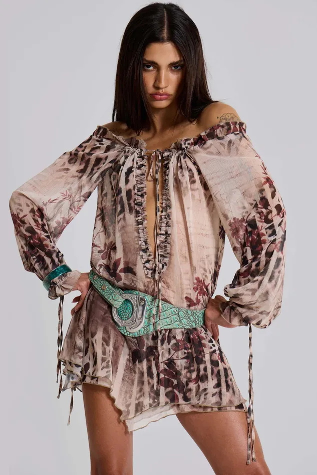 Dresses Jaded London Women Shop Lorenza Sheer Bardot Dress In Oza