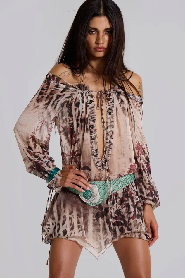 Dresses Jaded London Women Shop Lorenza Sheer Bardot Dress In Oza
