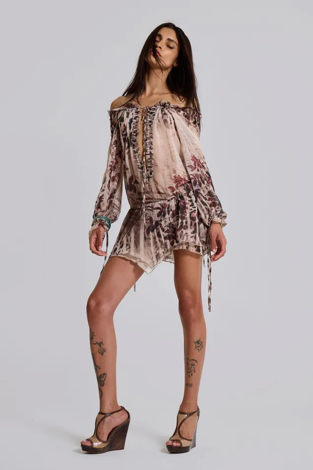 Dresses Jaded London Women Shop Lorenza Sheer Bardot Dress In Oza