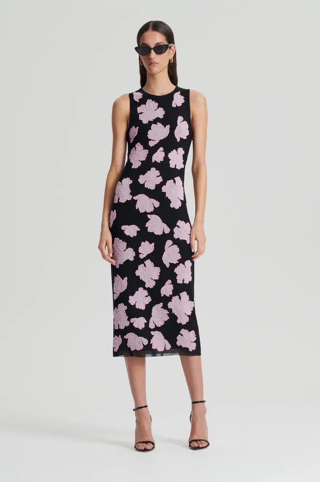 Dresses Scanlan Theodore Women EMBROIDERED FLORAL MESH DRESS BLACKPINK