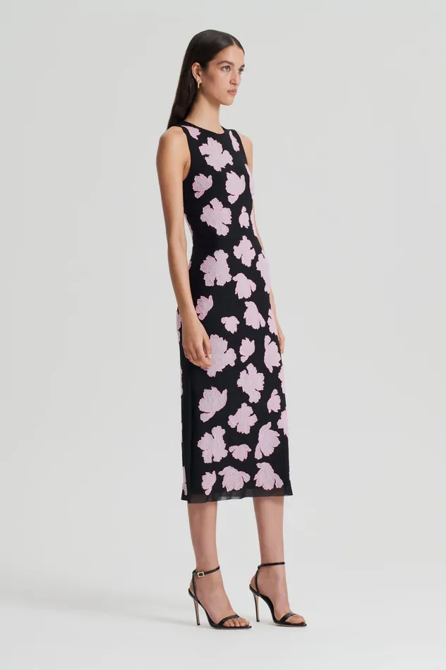 Dresses Scanlan Theodore Women EMBROIDERED FLORAL MESH DRESS BLACKPINK