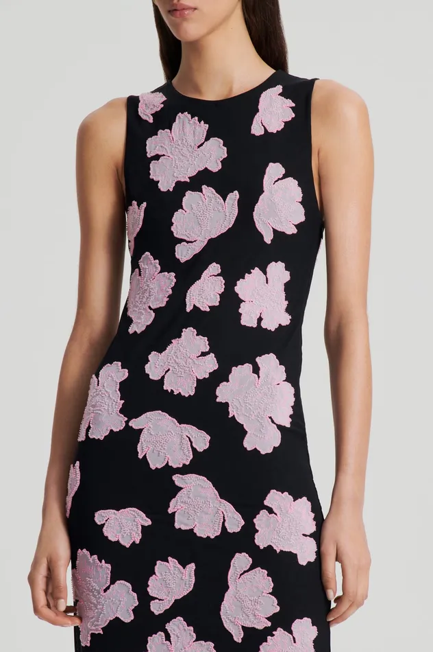 Dresses Scanlan Theodore Women EMBROIDERED FLORAL MESH DRESS BLACKPINK