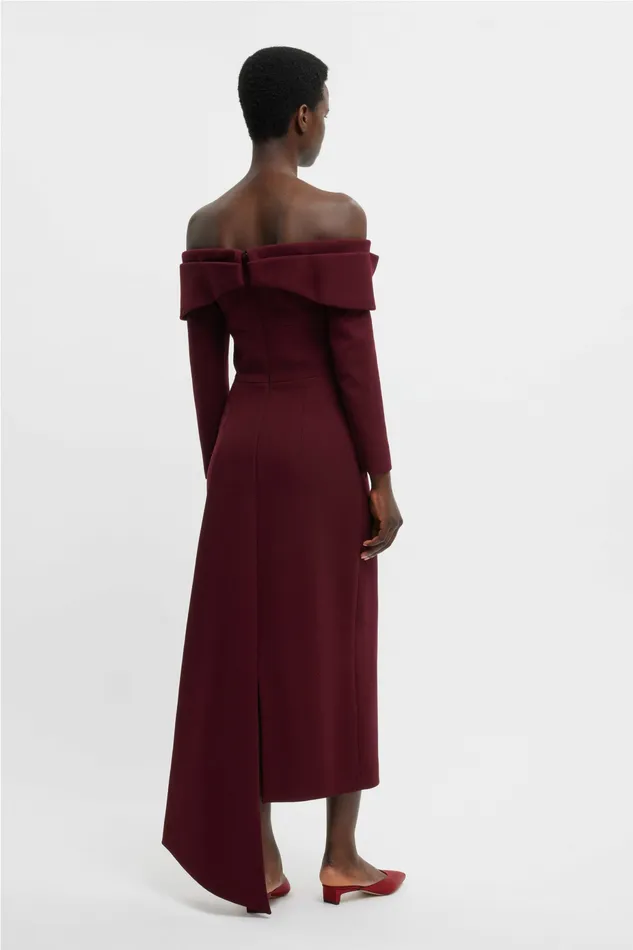 Dresses Women Emilia Wickstead Derika Dress In Burgundy Double Crepe Dresses Women Emilia Wickstead Derika Dress In Burgundy Double Crepe