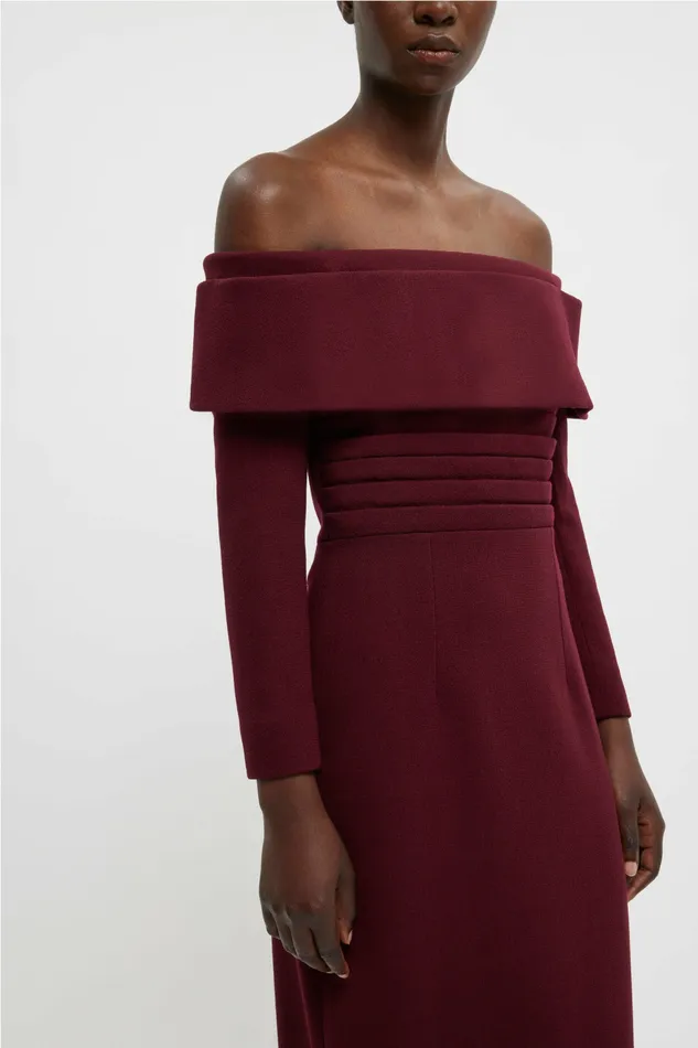 Dresses Women Emilia Wickstead Derika Dress In Burgundy Double Crepe Dresses Women Emilia Wickstead Derika Dress In Burgundy Double Crepe