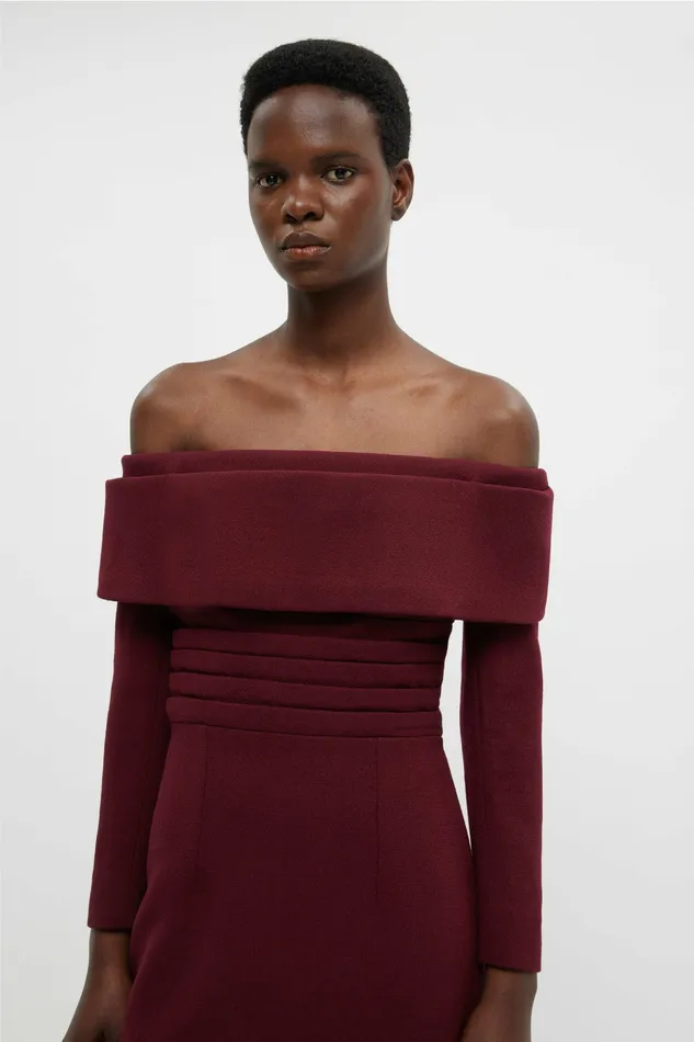 Dresses Women Emilia Wickstead Derika Dress In Burgundy Double Crepe Dresses Women Emilia Wickstead Derika Dress In Burgundy Double Crepe