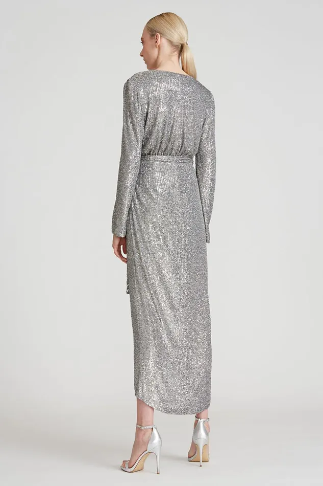 Dresses Women Halston Falan Sequin Cocktail Dress Dark Silver