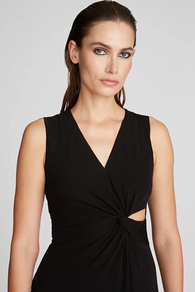 Dresses Women Halston Lena Dress In Crepe Jersey Black