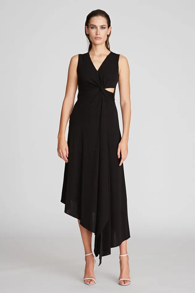 Dresses Women Halston Lena Dress In Crepe Jersey Black