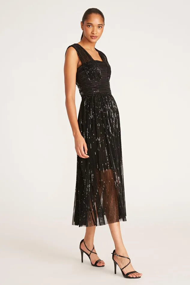 Dresses Women Halston Liana Dress In Pleated Sequins Black