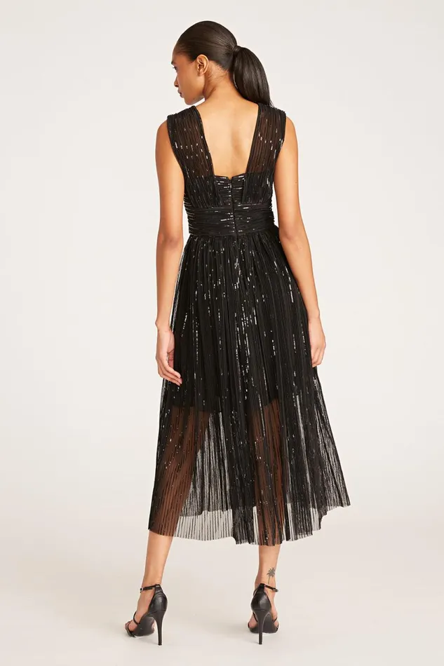Dresses Women Halston Liana Dress In Pleated Sequins Black