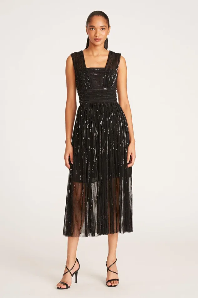 Dresses Women Halston Liana Dress In Pleated Sequins Black