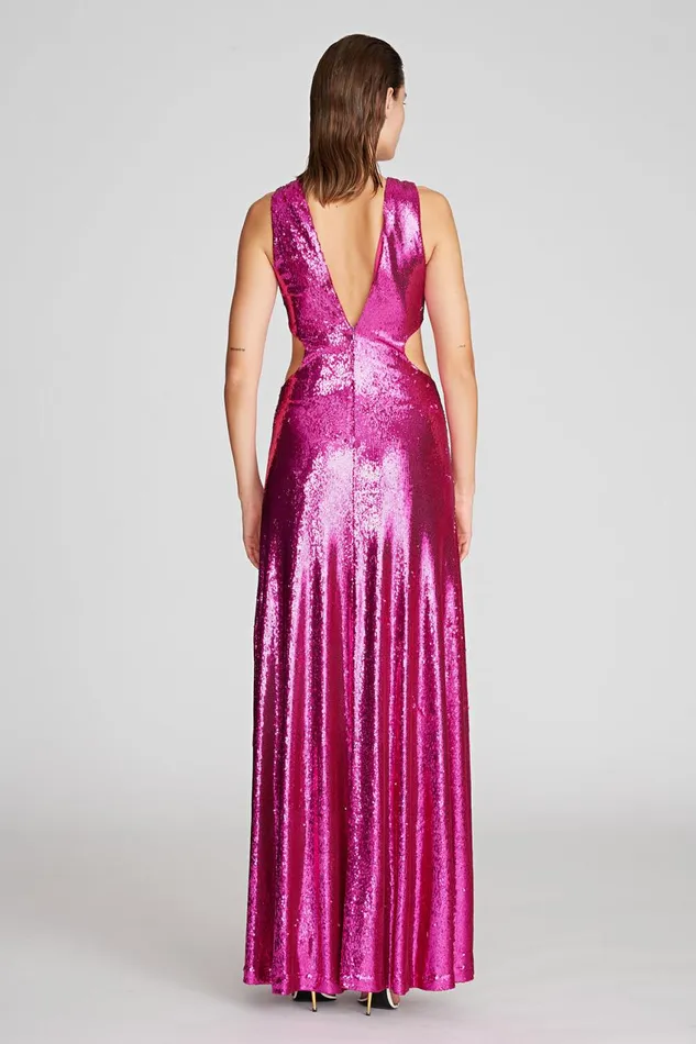 Dresses Women Halston Natalia Gown In Sequins Berry