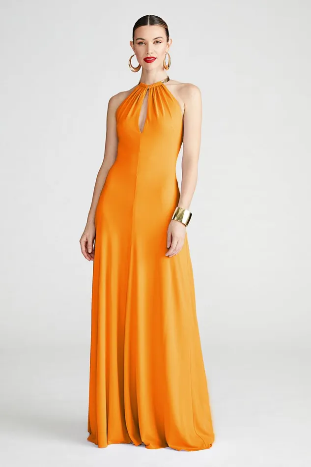 Dresses Women Halston Oriana Gown In Matte Jersey Orange Pepper