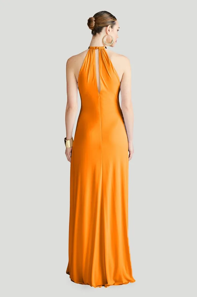 Dresses Women Halston Oriana Gown In Matte Jersey Orange Pepper
