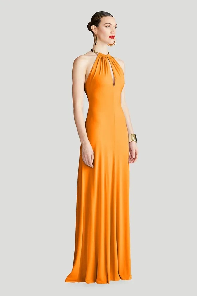 Dresses Women Halston Oriana Gown In Matte Jersey Orange Pepper