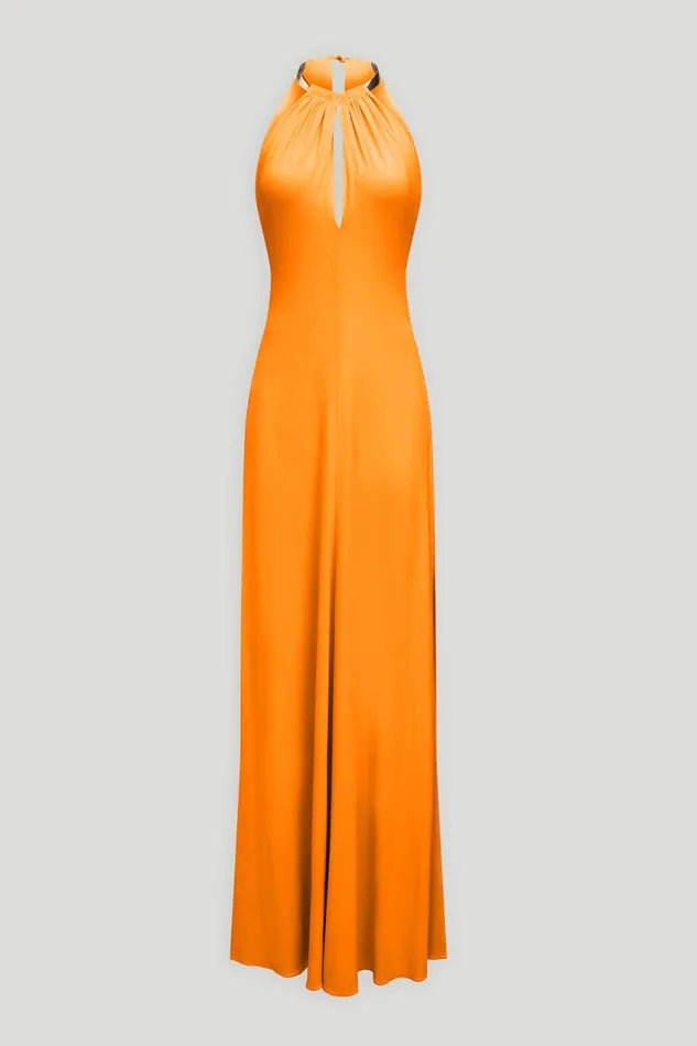 Dresses Women Halston Oriana Gown In Matte Jersey Orange Pepper