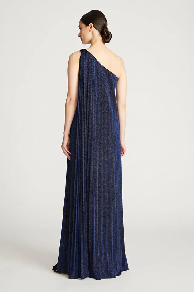 Dresses Women Halston Priya Knit Pleated Gown Navy