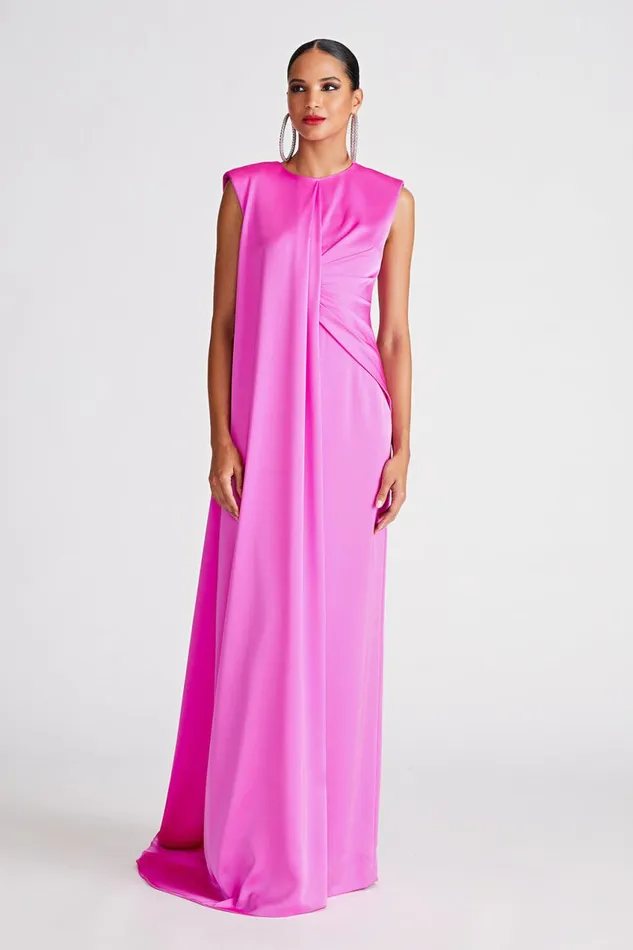 Dresses Women Halston Tara Gown In Satin Taffy