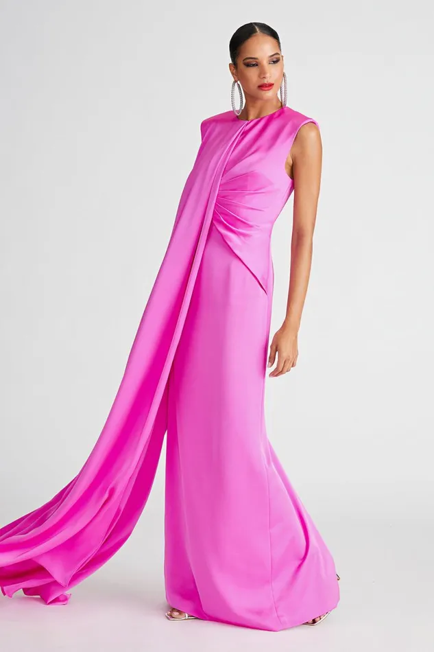 Dresses Women Halston Tara Gown In Satin Taffy