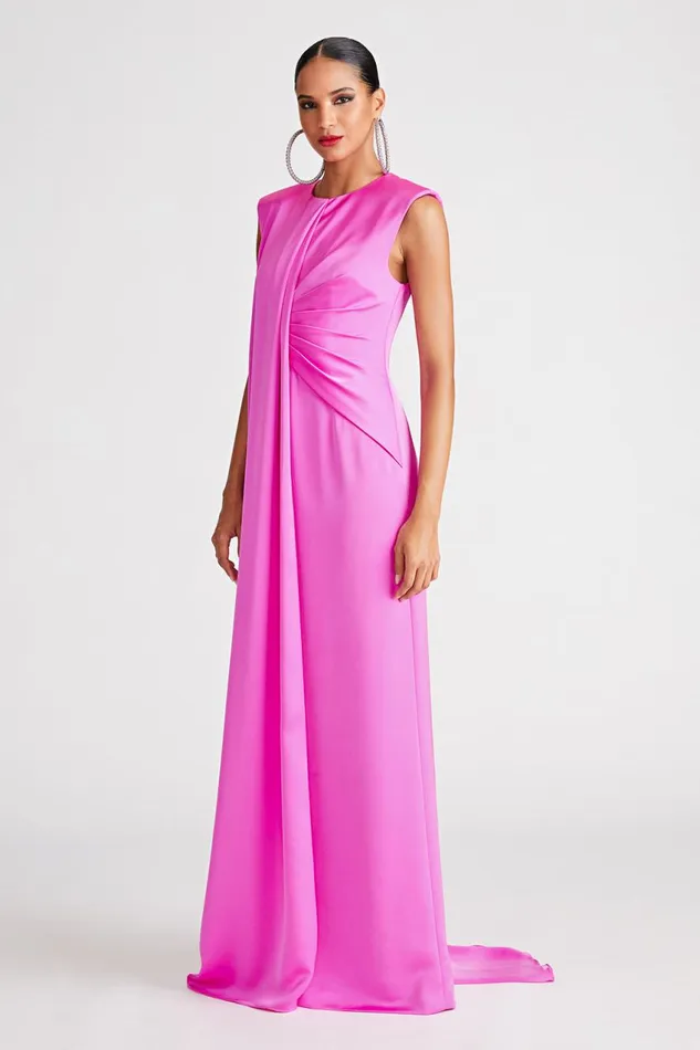 Dresses Women Halston Tara Gown In Satin Taffy