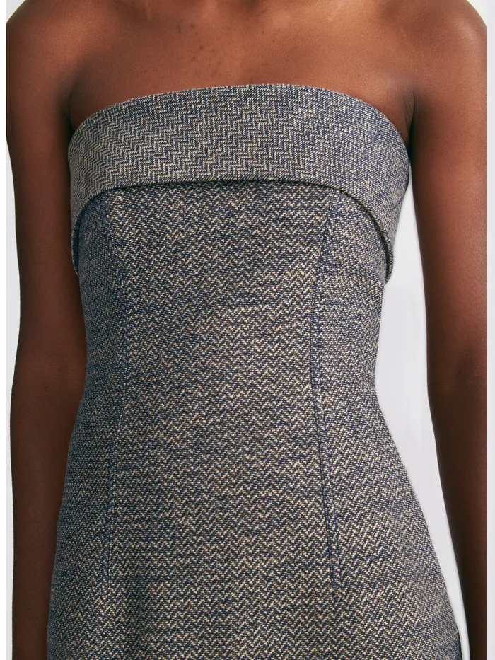 Dresses Women Keeley Dress In Navy and Ivory Chevron Weave Emilia Wickstead