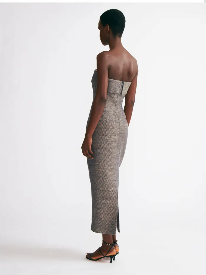 Dresses Women Keeley Dress In Navy and Ivory Chevron Weave Emilia Wickstead