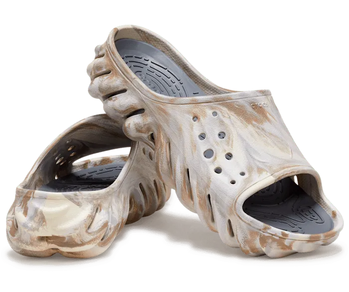 Echo Marbled Slide Bone Multi Men Crocs Sandals